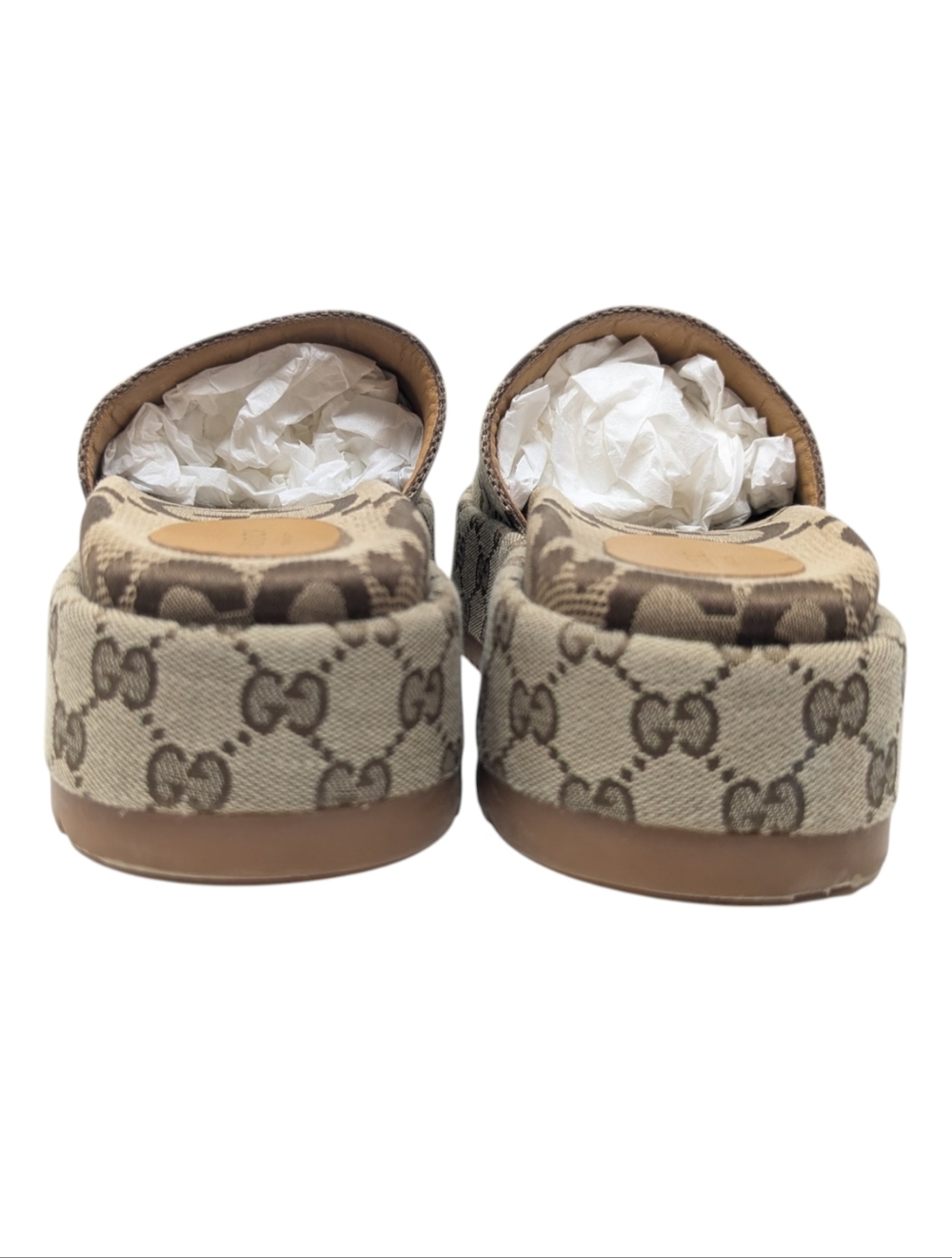 Gucci Angelina Monogram GG Slide Brown Beige Sandals Size EU 40 - Picture 6 of 14